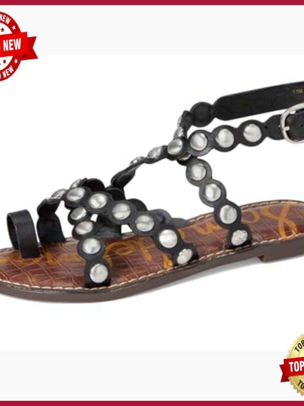 Studded Gladiator Sandals with Scalloped Toe Strap, 0.625 Inch Heel - Picture 7 of 7